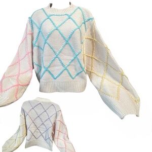 POL Sweater Colorful size L NWT super Soft. Cream, Blue, Yellow, Pink, Lilac